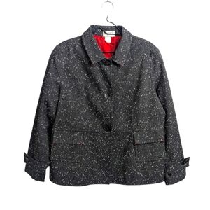 Mary McFadden Black Tweed Single Breasted Blazer Jacket Lined Formal Career 20W